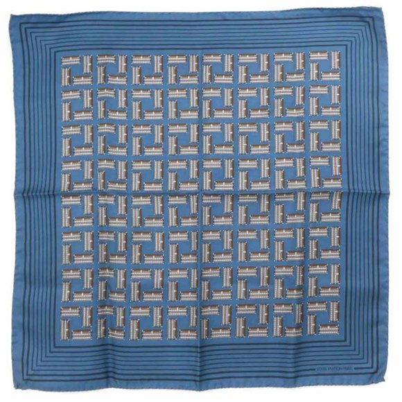 LOUIS VUITTON Scarf Dark Blue/Brown Silk - Picture 1 of 10